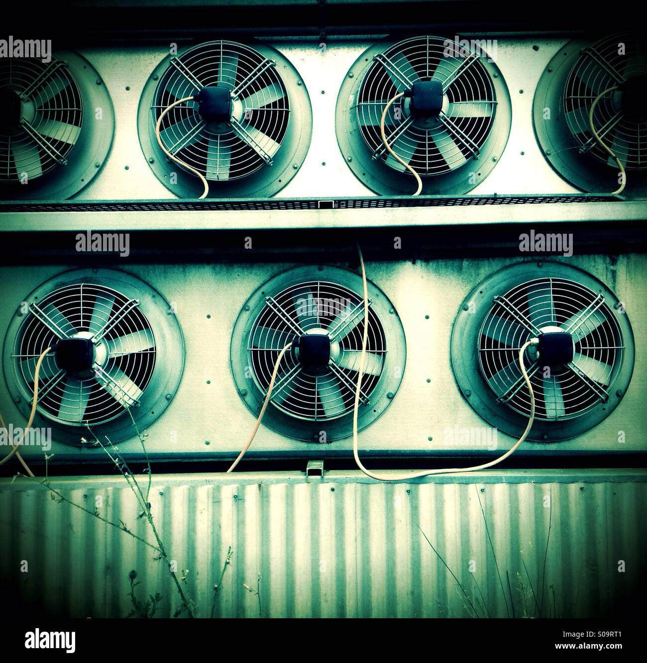 Lots of cooling fans on a wall - Smartphone Captured Stock Image