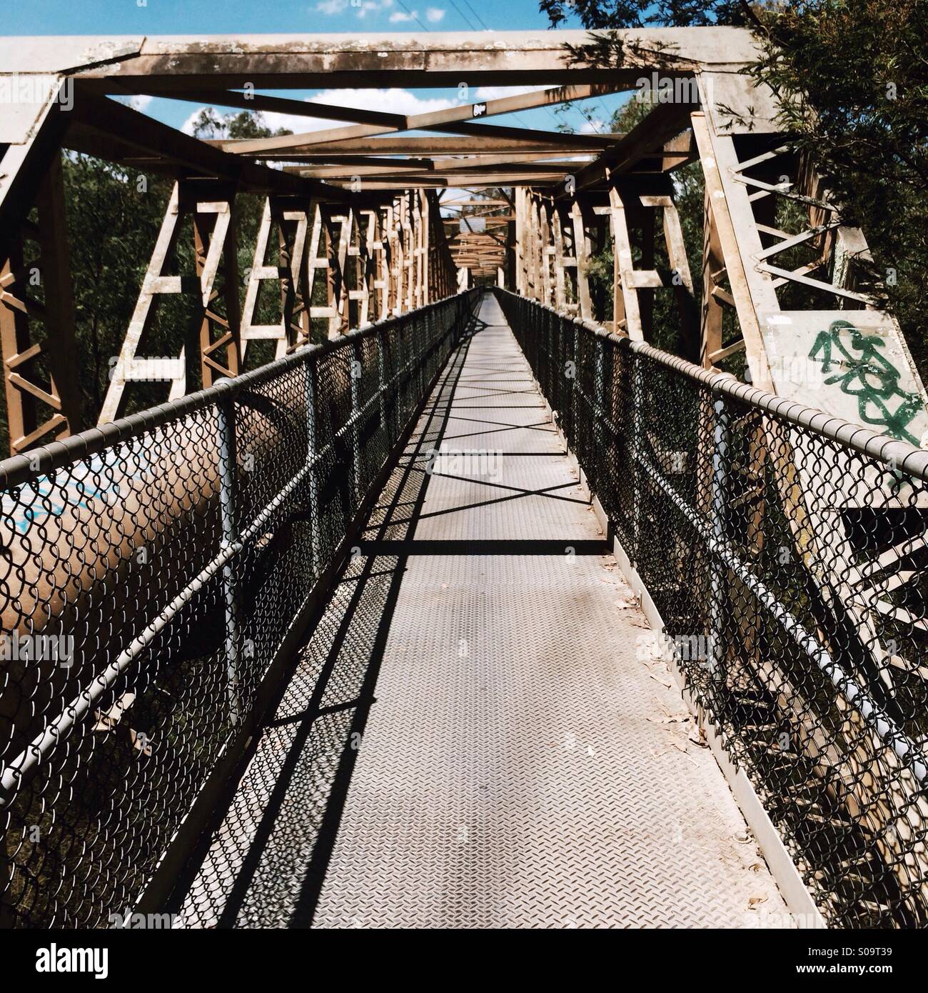 Pipe bridge, Fairfield Park, Melbourne, Victoria, Australia Stock Photo