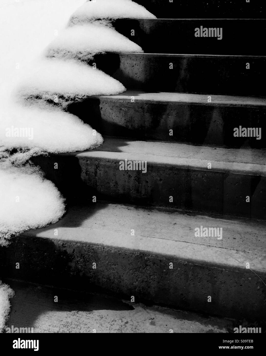 Stairs partially covered by snow. - Smartphone Captured Stock Image Stairs partially covered by snow. - Smartphone Captured Stock Image