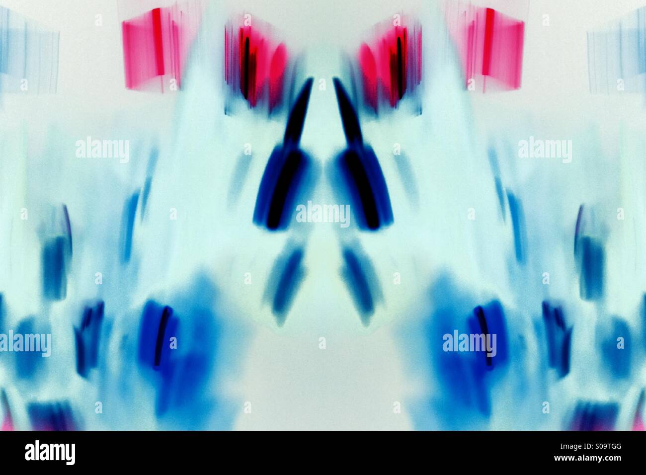 Symmetrical colour inverted photo of LED light trails - Smartphone Captured Stock Image