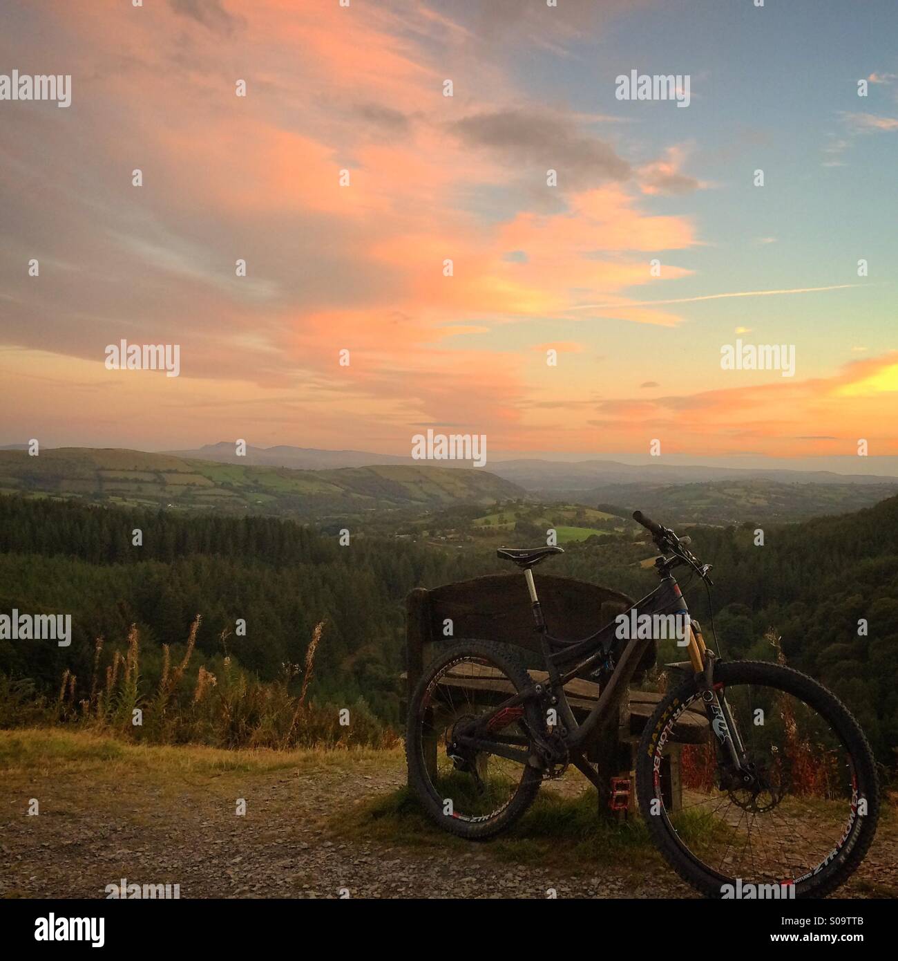 Sunset mountain bike ride in Wales Stock Photo Alamy