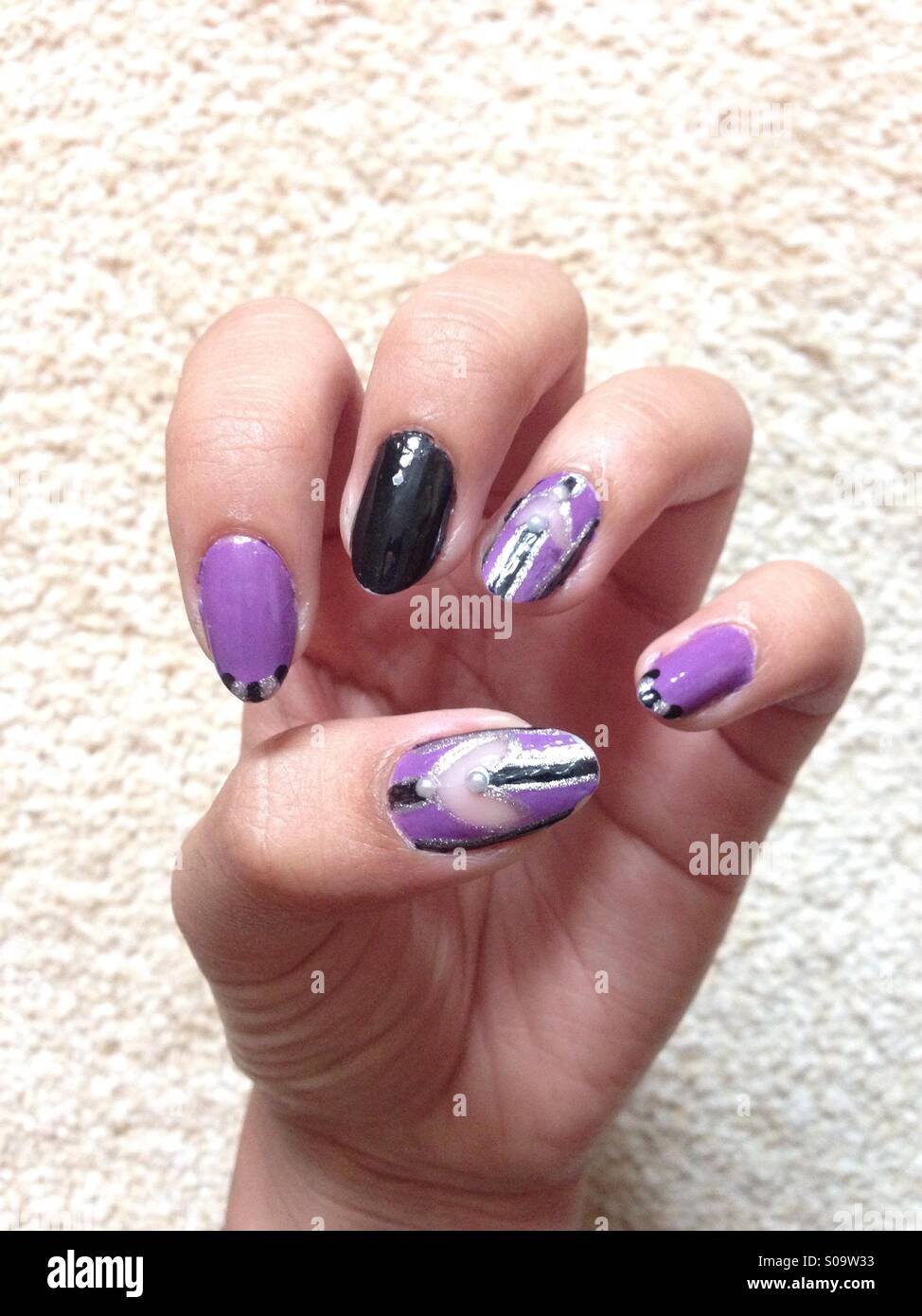 Heart nail art Stock Photo Alamy