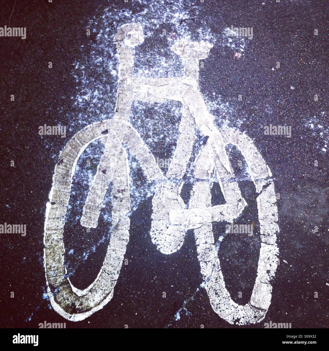 Frosty bike lane - Smartphone Captured Stock Image