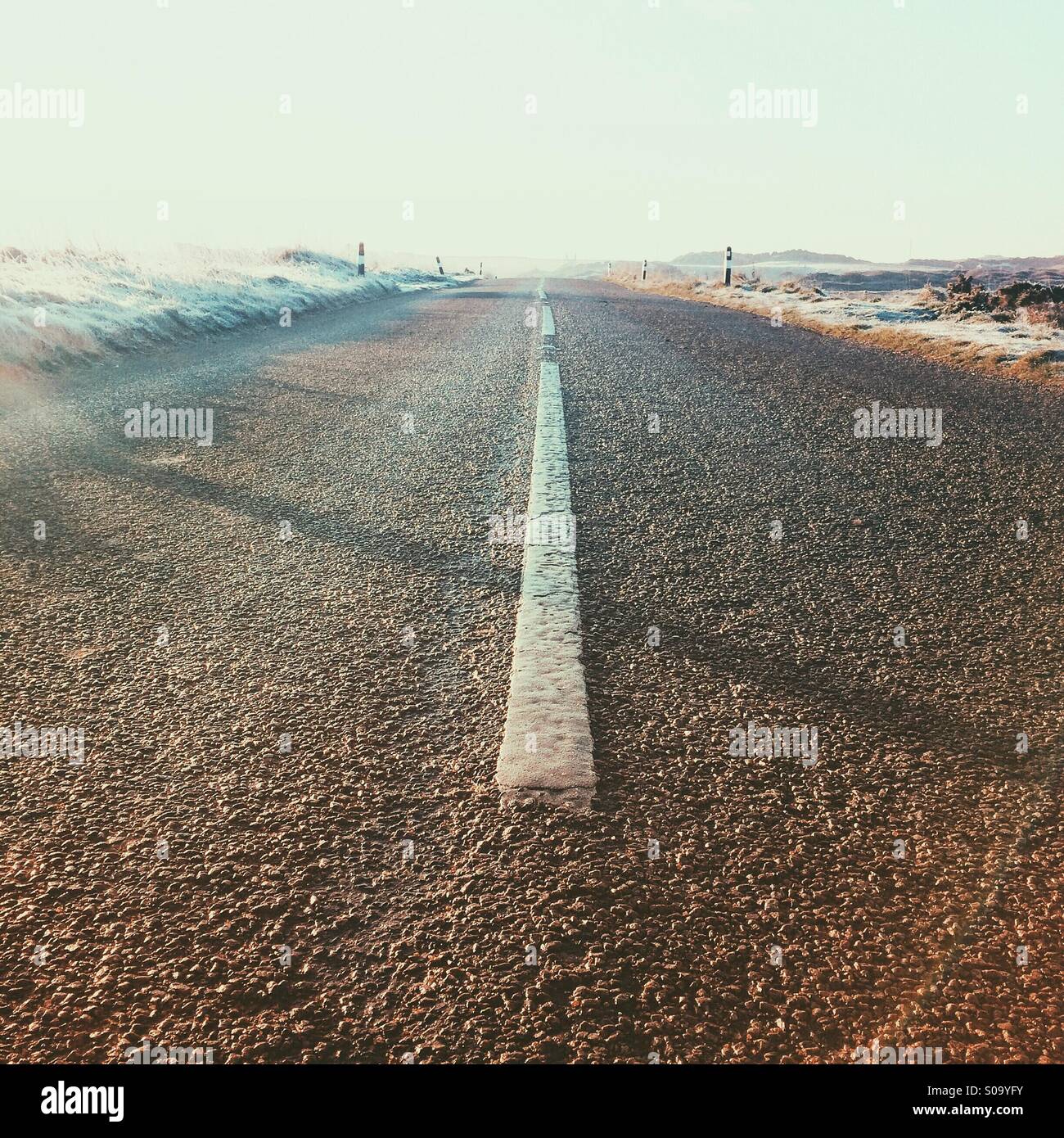 Cold winter day and an open road Stock Photo