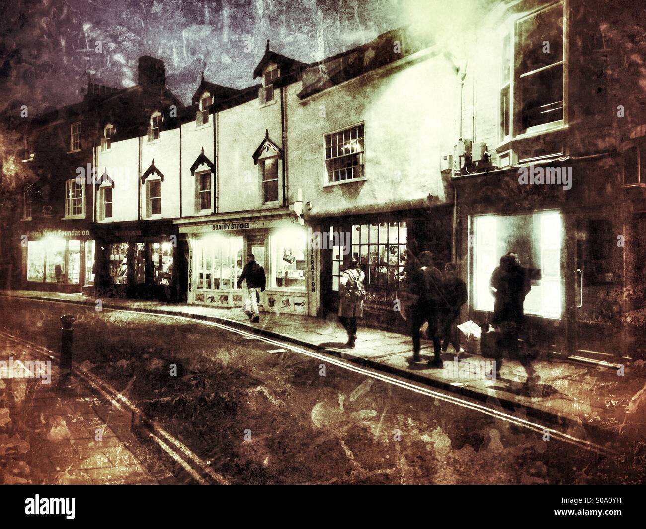 Shopping street at night England UK - Smartphone Captured Stock Image