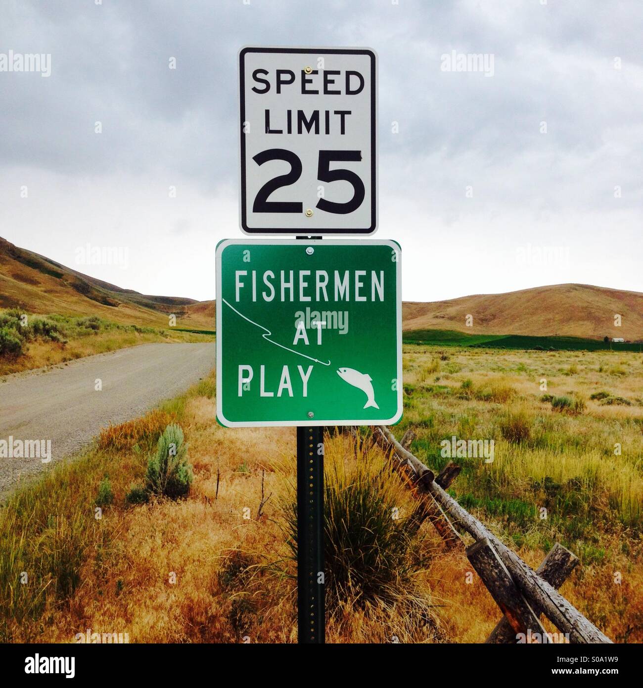 Slow down we're fishing Stock Photo