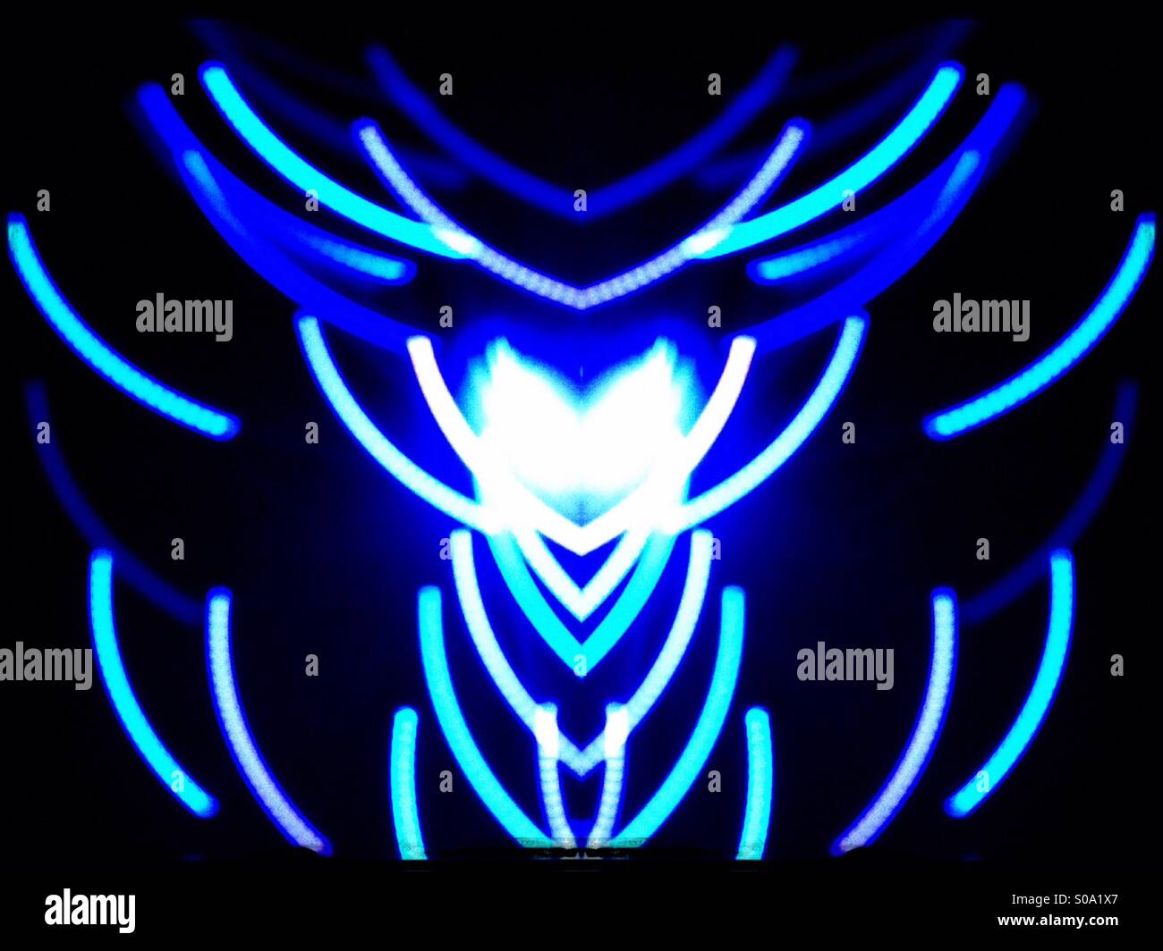 Symmetrical photo of fibre optic lights - Smartphone Captured Stock Image