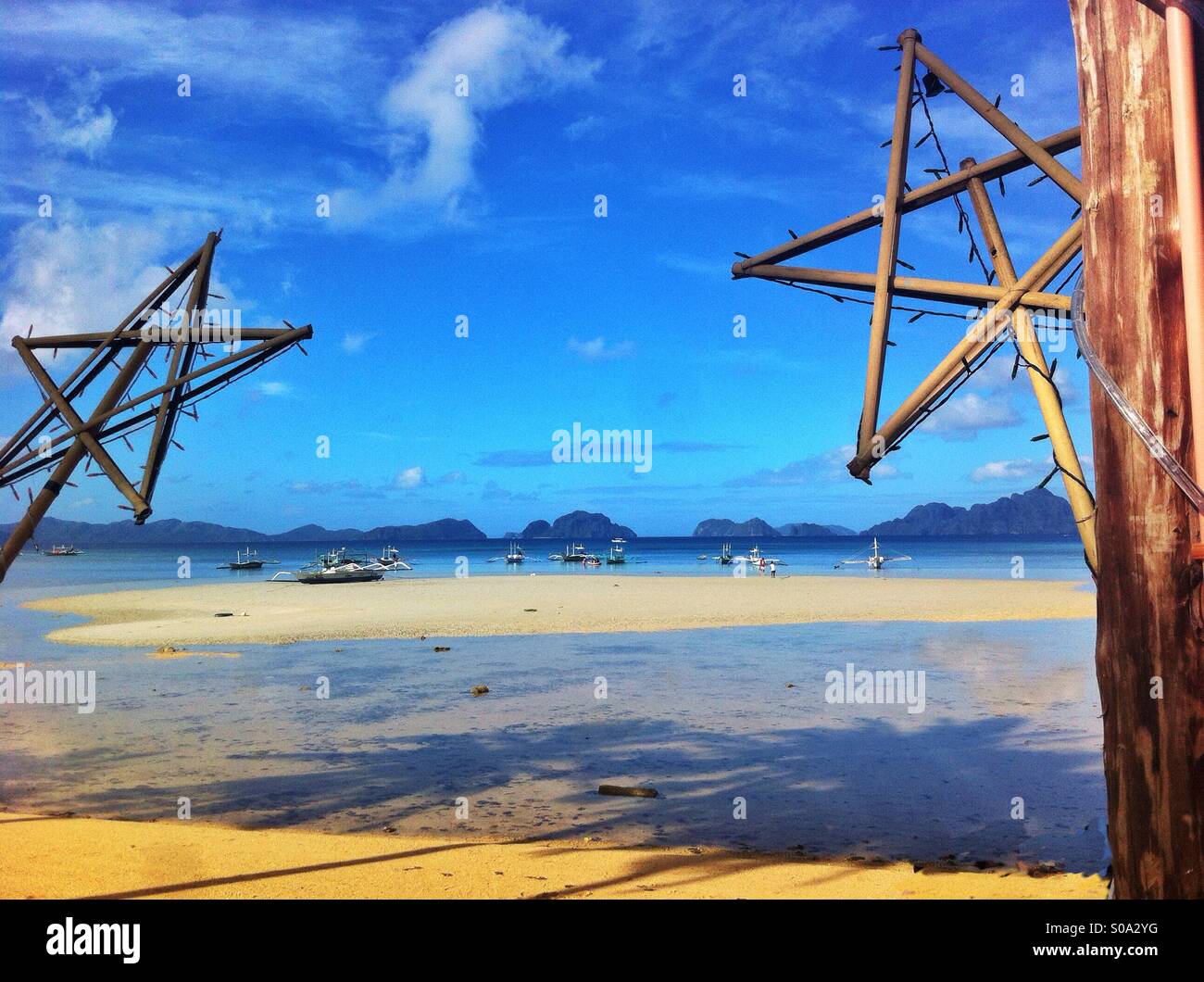 Golden beach in El Nido on Palawan island, Philippines - Smartphone Captured Stock Image