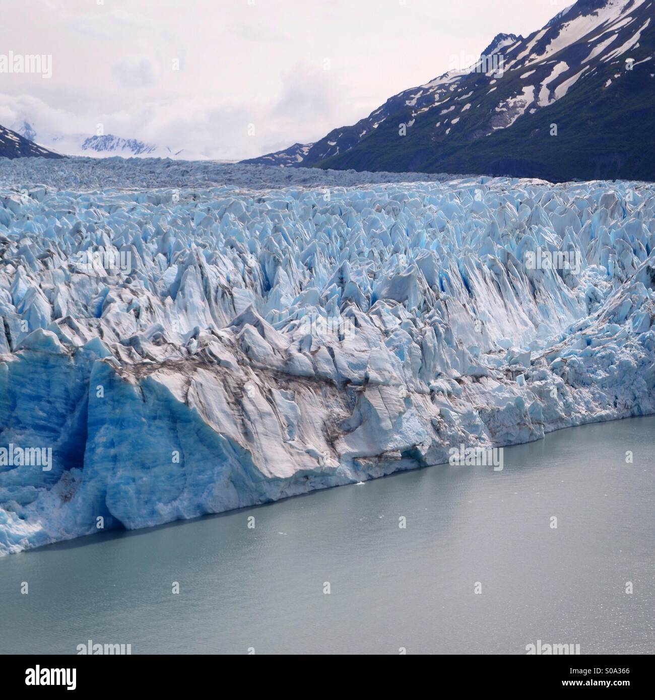 Seaplane view of glacier and glacial melt - Alaska Stock Photo