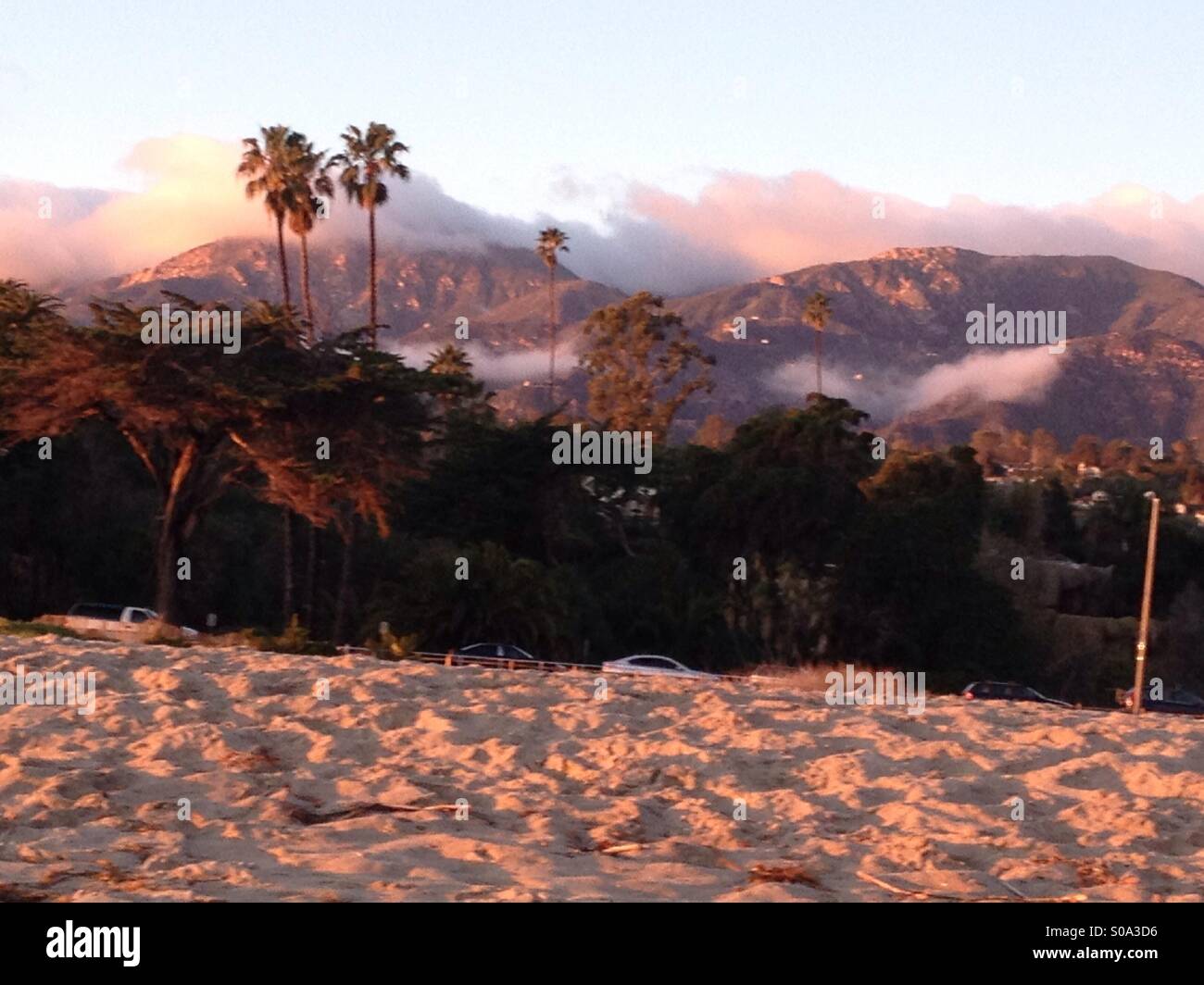 Sunset after a front came over at East Beach, Santa Barbara, California Stock Photo