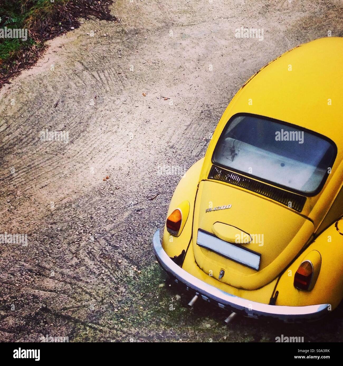 Yellow Wolkswagen Beetle car Stock Photo
