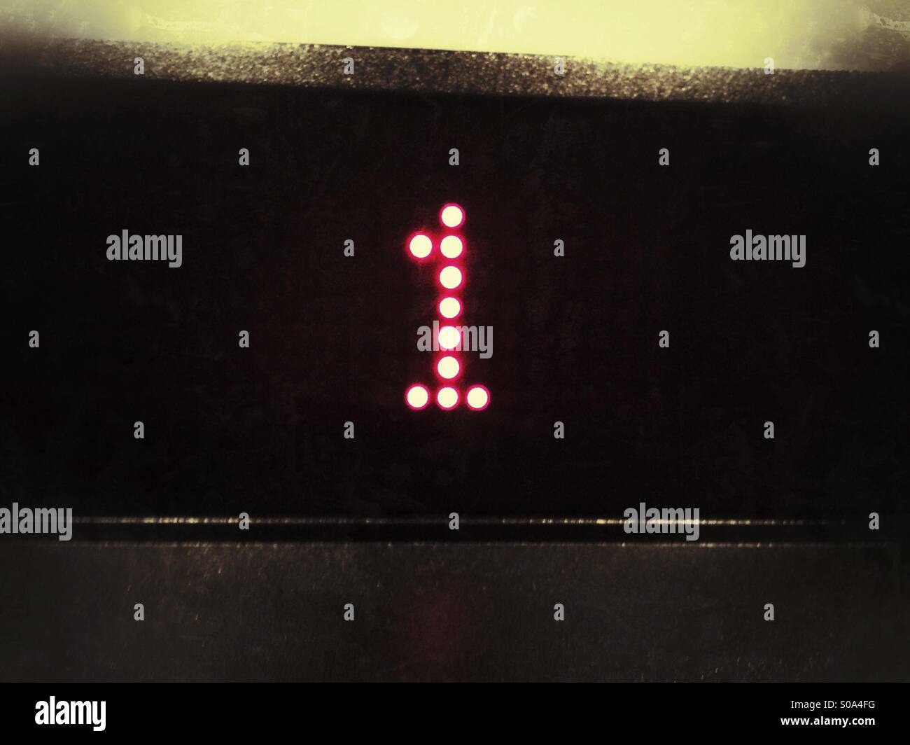 Floor number 1 in an elevator - Smartphone Captured Stock Image