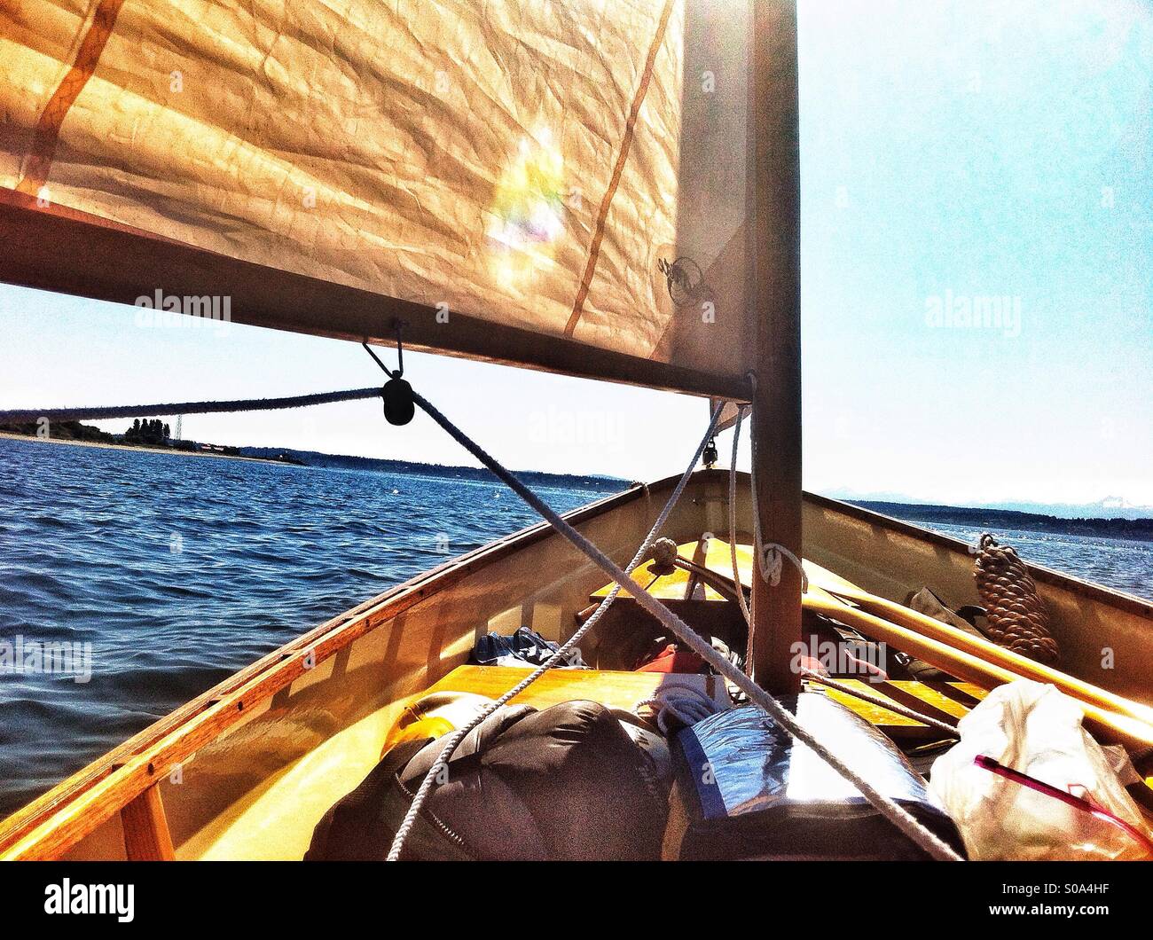 Summer sailing in Pacific Northwest - Smartphone Captured Stock Image