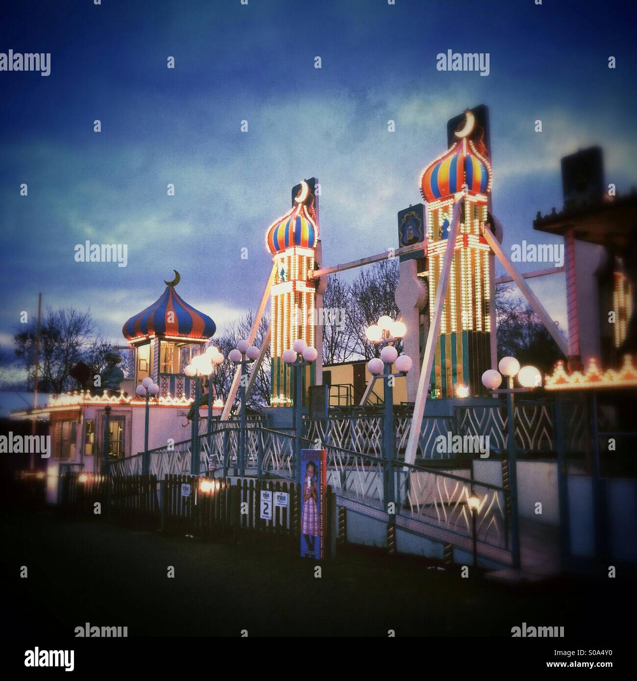 Deserted fun fair in winter. - Smartphone Captured Stock Image