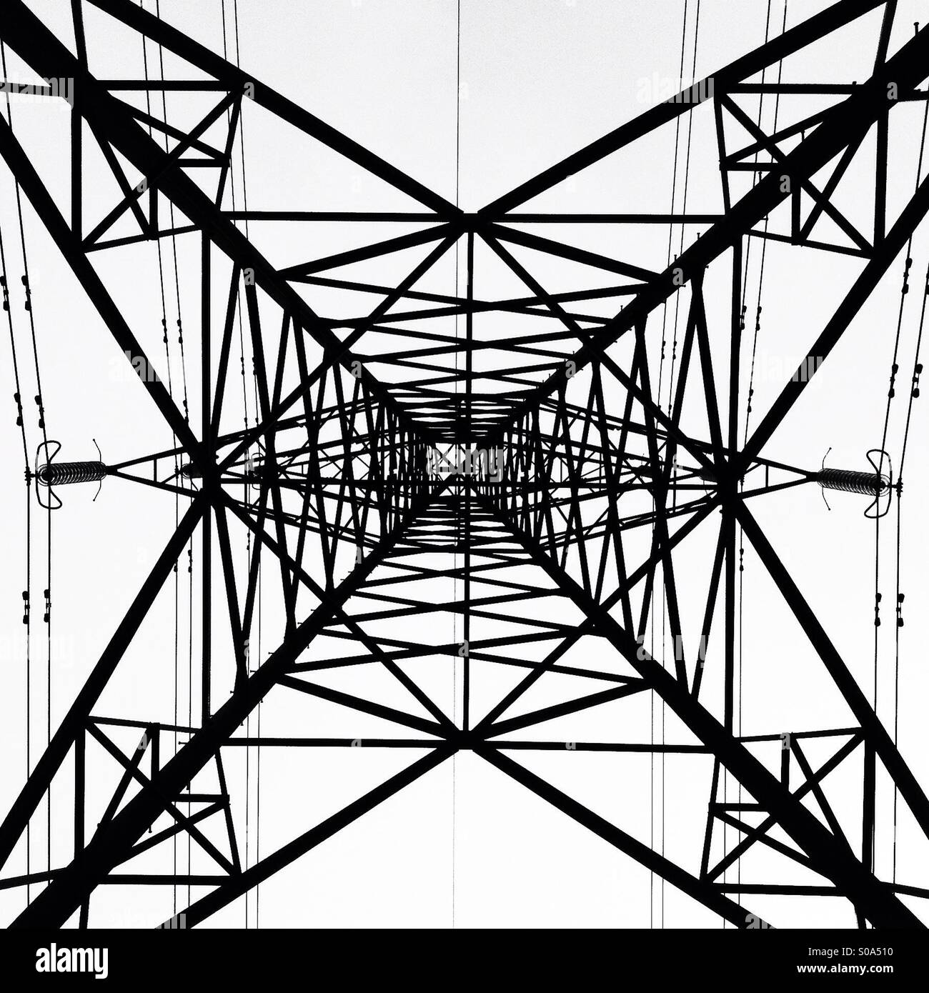 Abstract shot from beneath electricity pylon. - Smartphone Captured Stock Image