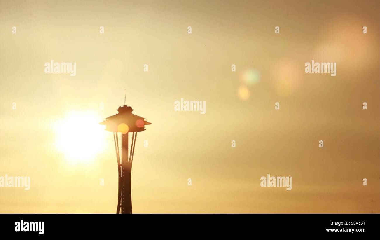 Golden Space Needle Stock Photo Alamy