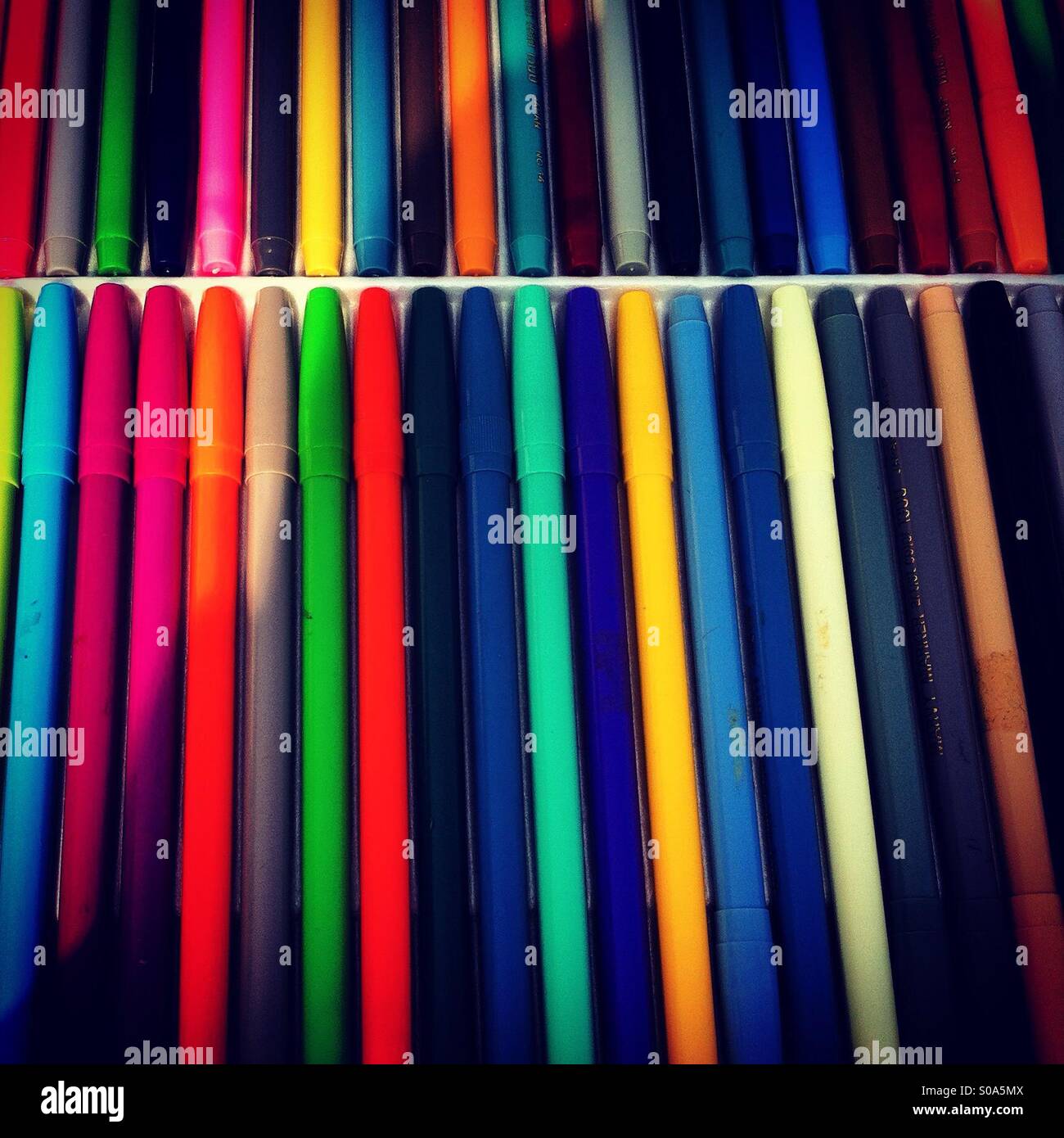 Colorfiul ink pencils - Smartphone Captured Stock Image
