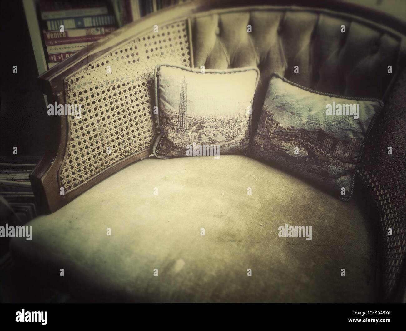 Old armchair with two pillows - Smartphone Captured Stock Image