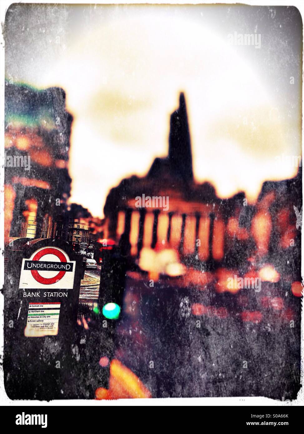 Bank underground station and the City of London, UK Stock Photo