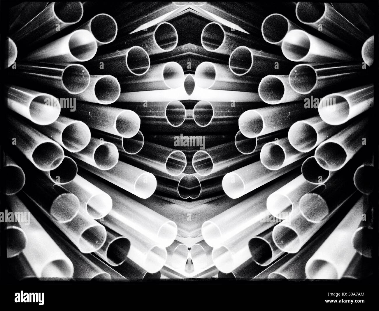 Symmetrical photo of drinking straws - Smartphone Captured Stock Image