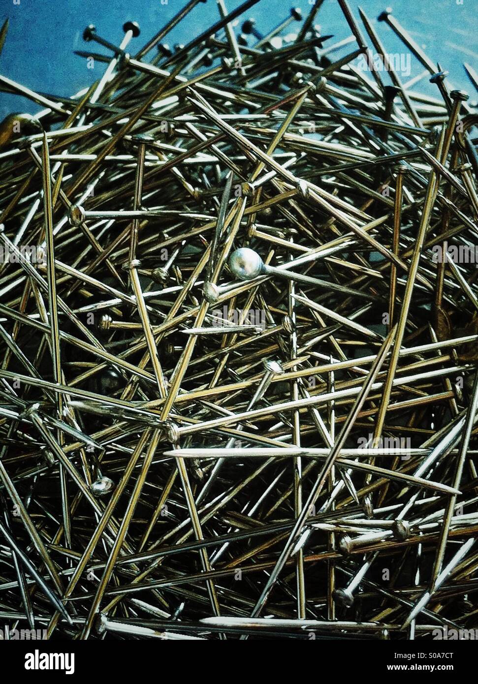 Close up of metal pins - Smartphone Captured Stock Image
