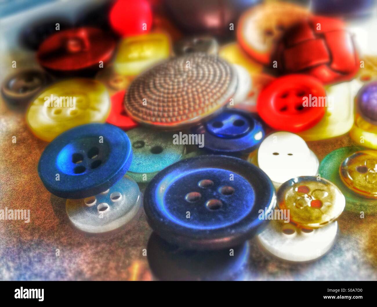 Close up of assorted buttons - Smartphone Captured Stock Image