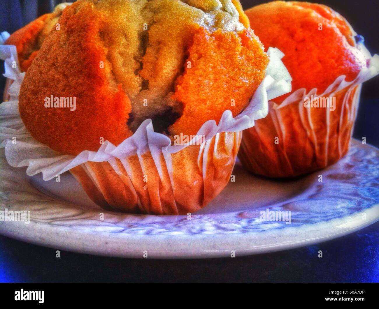 Close up of muffins on a plate - Smartphone Captured Stock Image