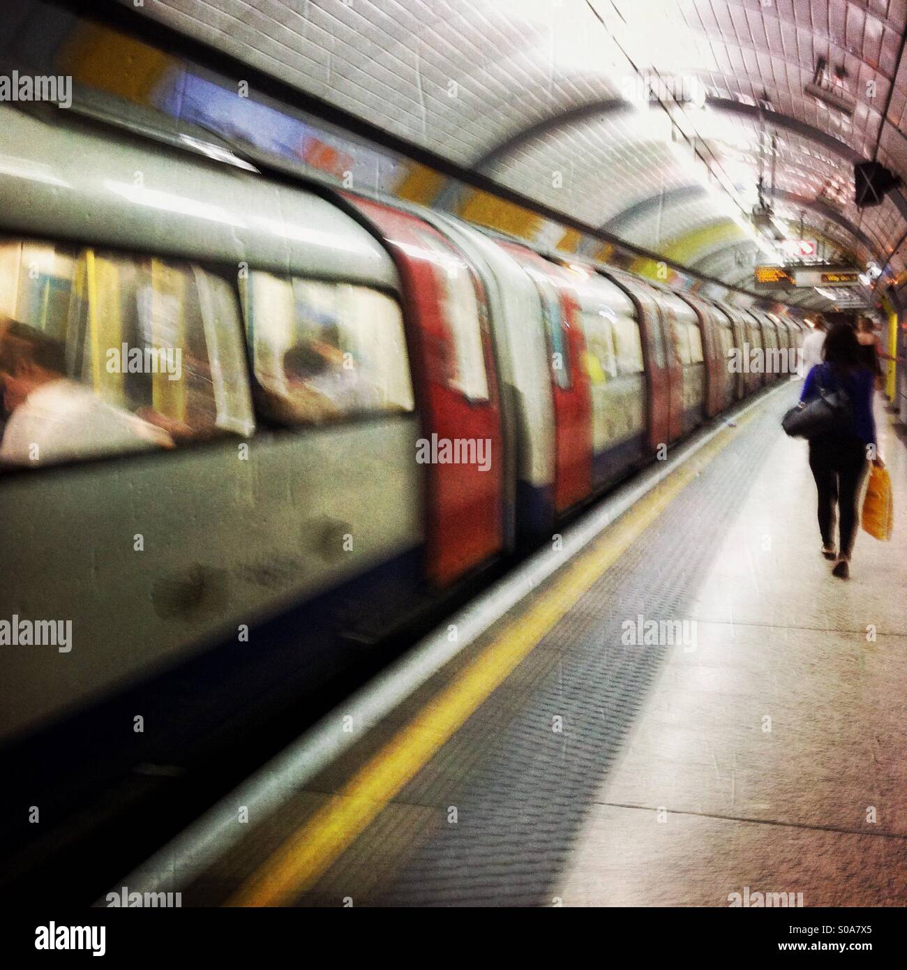 A train moving in the underground. London England UK. - Smartphone Captured Stock Image