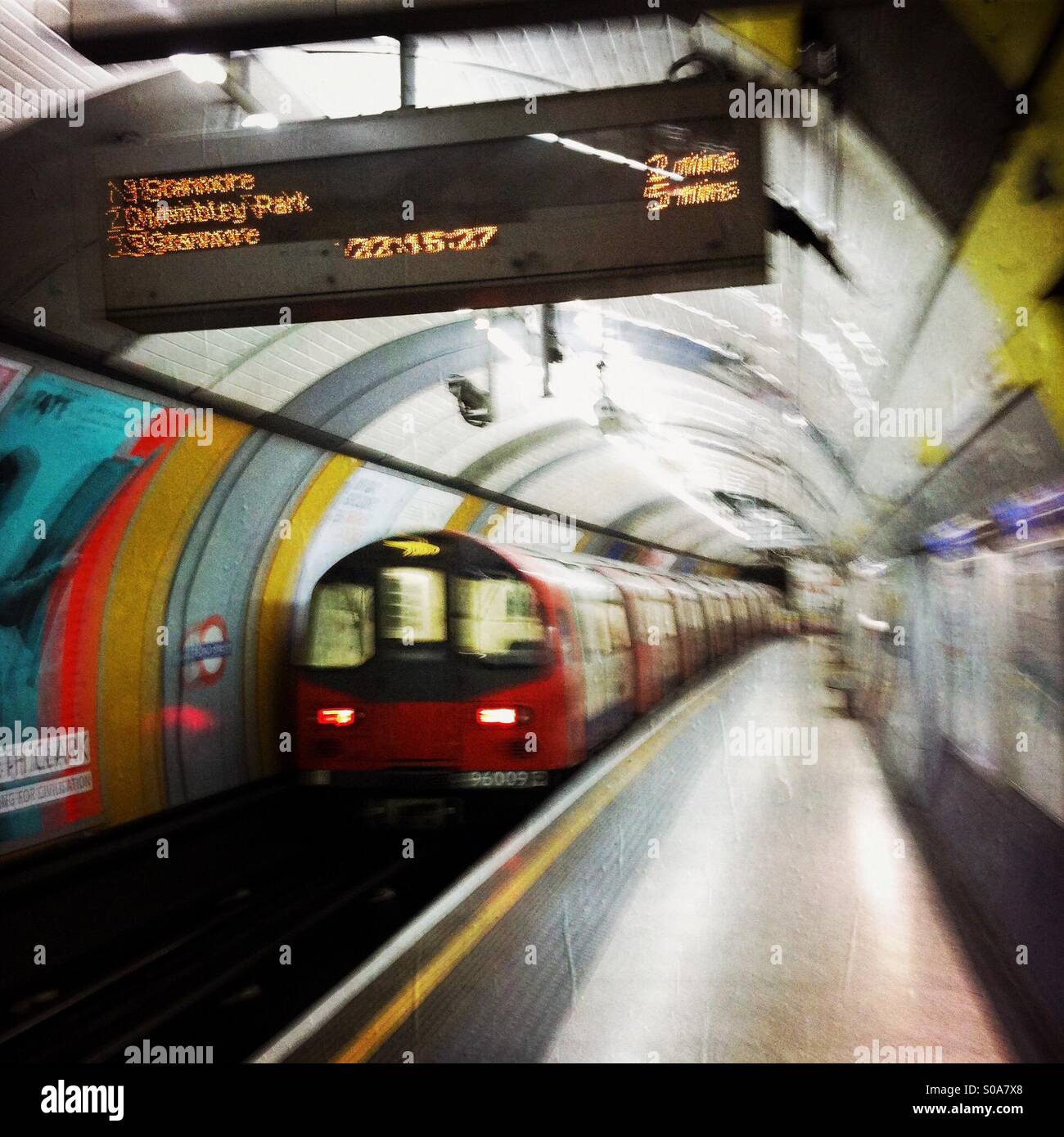 A train moving in the London Underground. London, England UK. - Smartphone Captured Stock Image