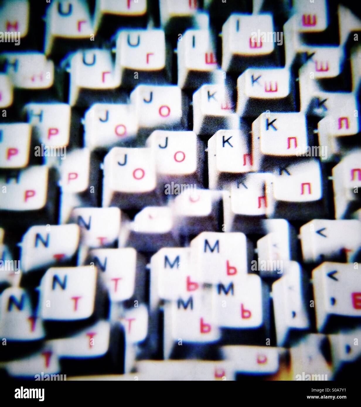 Double vision of computer keyboard - Smartphone Captured Stock Image