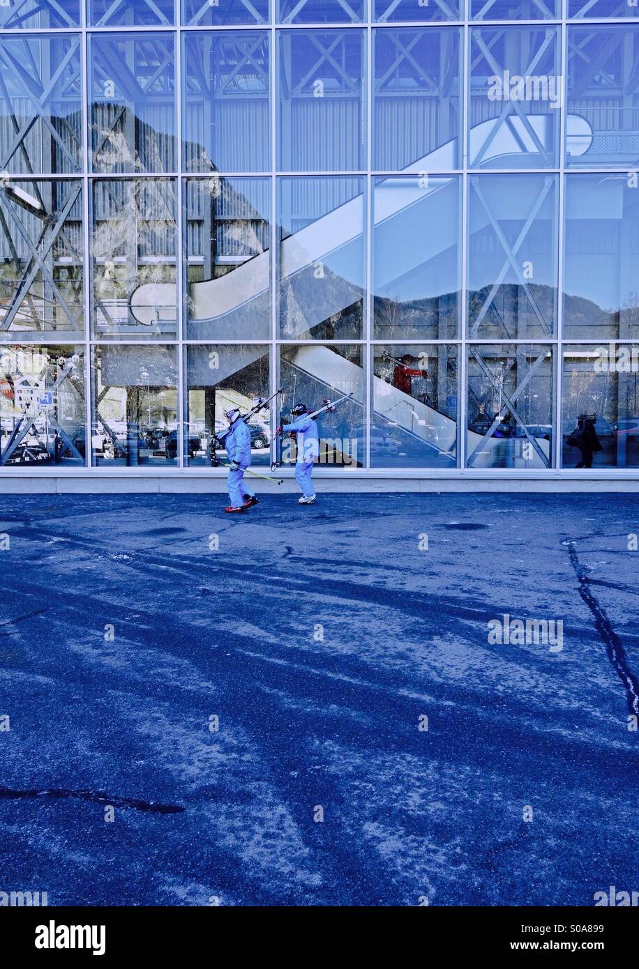 Skiers heading home from the mountains - Smartphone Captured Stock Image