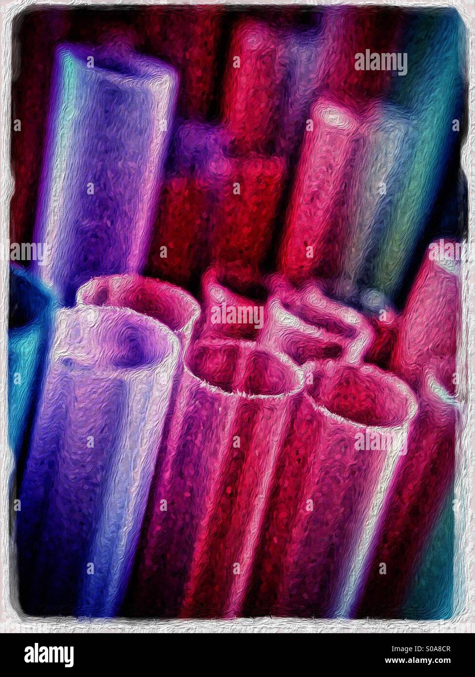 Art effect on drinking straws - Smartphone Captured Stock Image