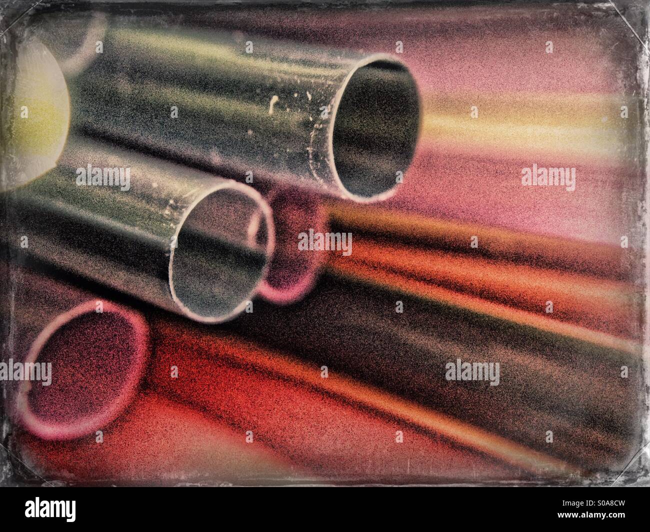 Art effect on drinking straws - Smartphone Captured Stock Image