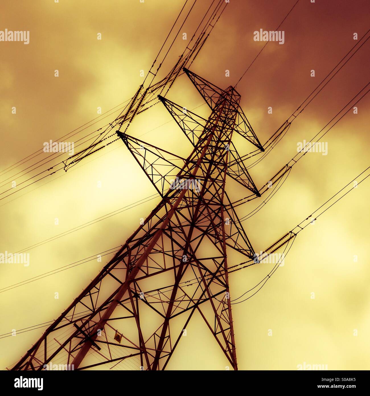 Power lines and pylon - Smartphone Captured Stock Image
