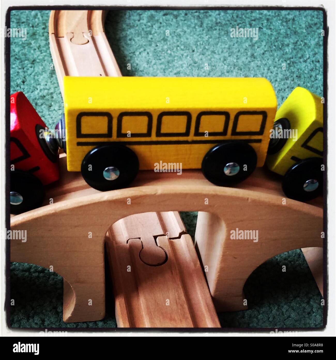 Toy train and tracks - Smartphone Captured Stock Image