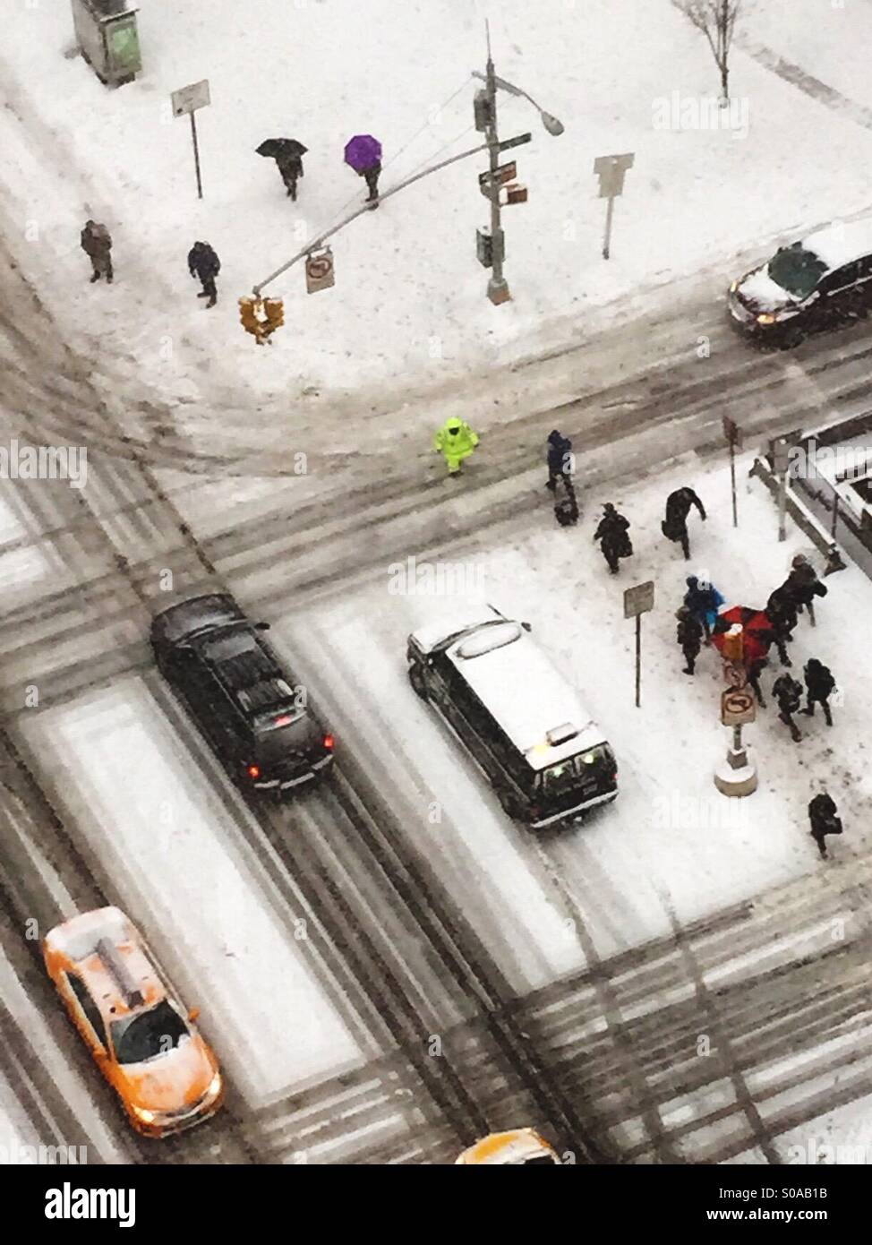 Blizzard in New York City, USA - Smartphone Captured Stock Image