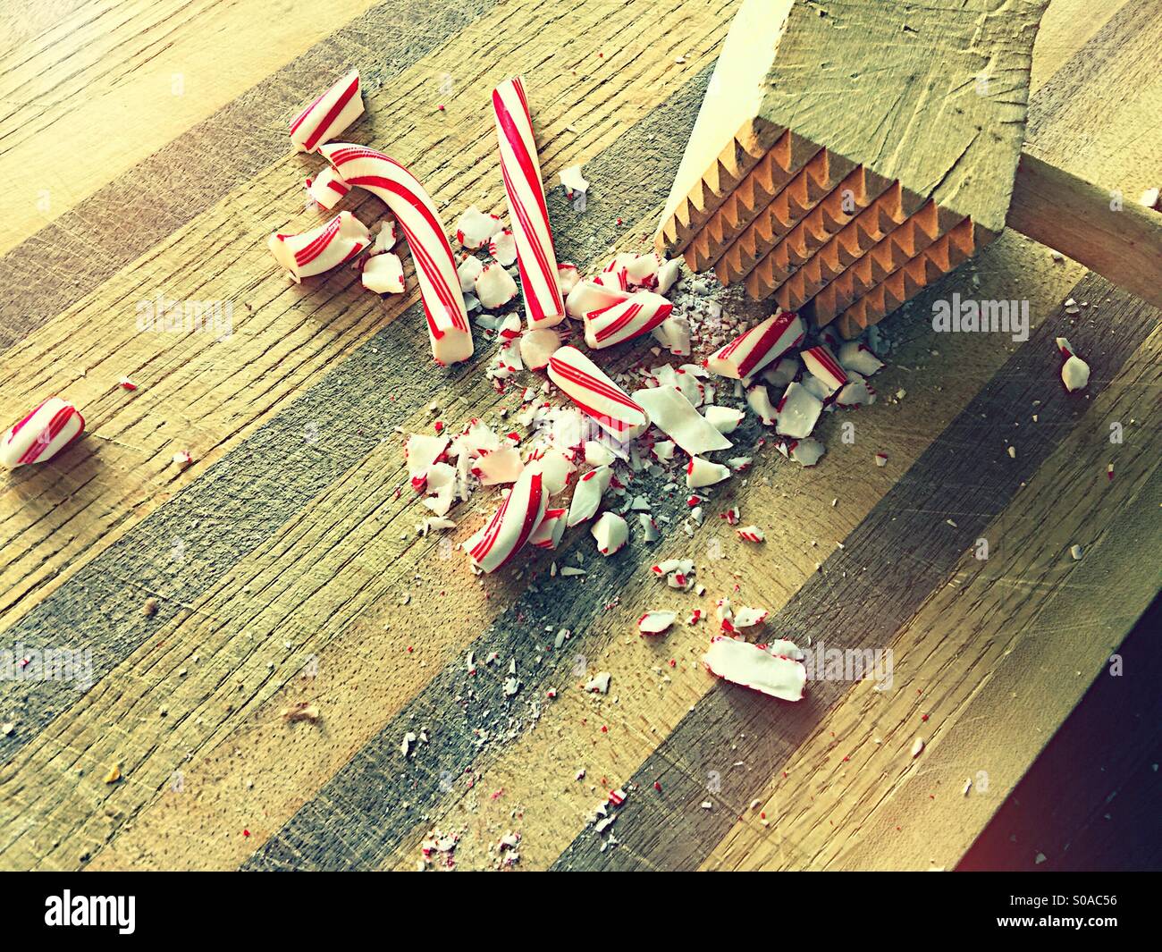 Crushing peppermint candies Stock Photo Alamy