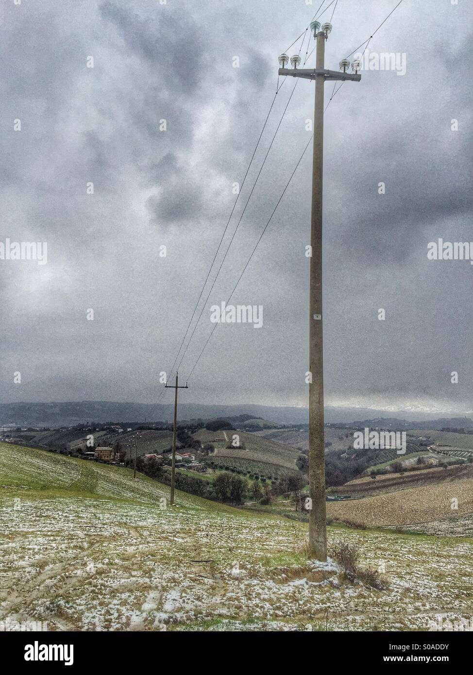 Country winter view around Monteprandone, Ascoli Piceno county, Marche region, Italy - Smartphone Captured Stock Image