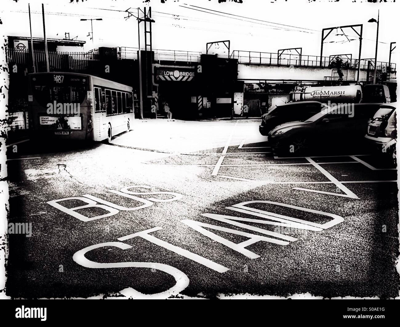 Bus stand, London, UK Stock Photo Alamy