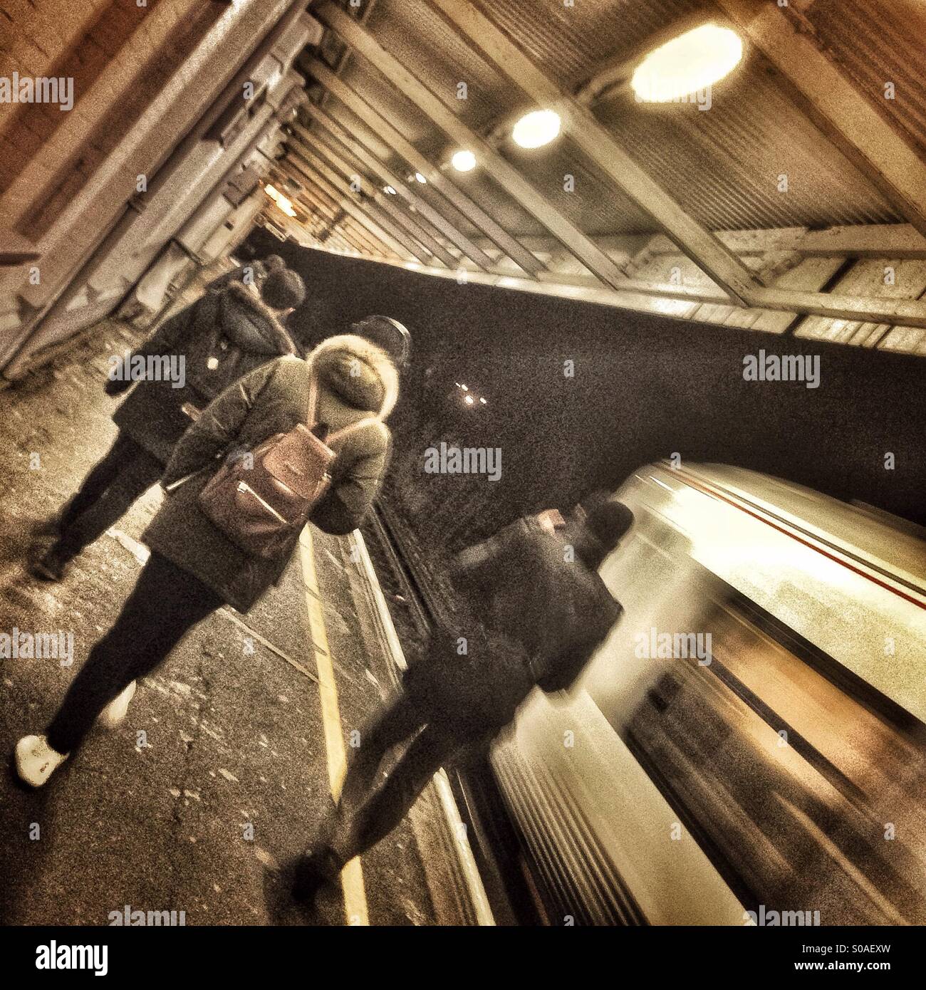 Train station after dark - Smartphone Captured Stock Image