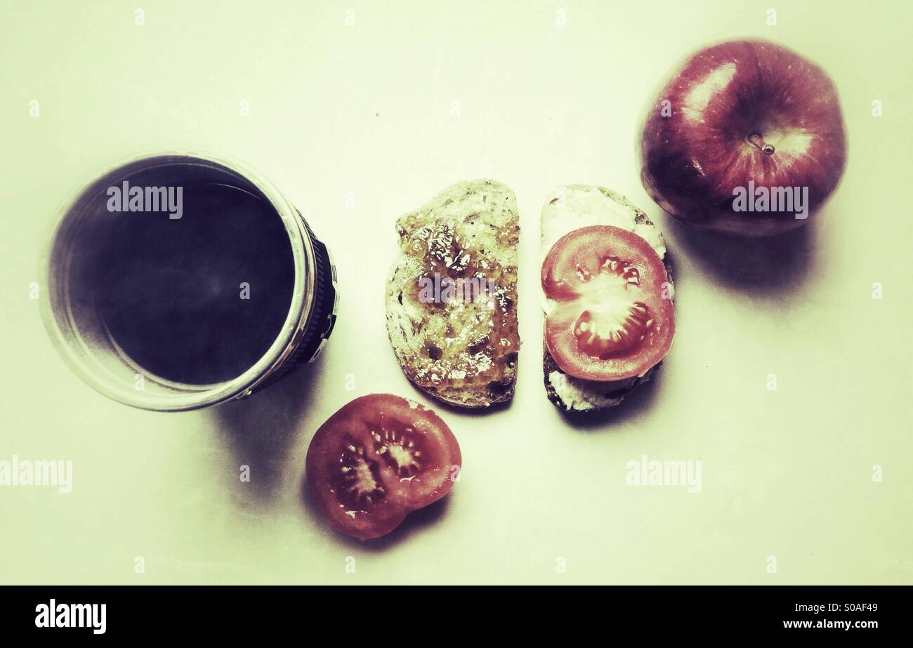 Coffee, fruit and vegetables - Smartphone Captured Stock Image