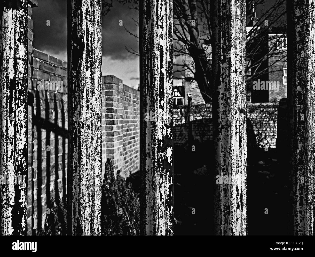 Black metal railings Black and White Stock Photos & Images - Alamy