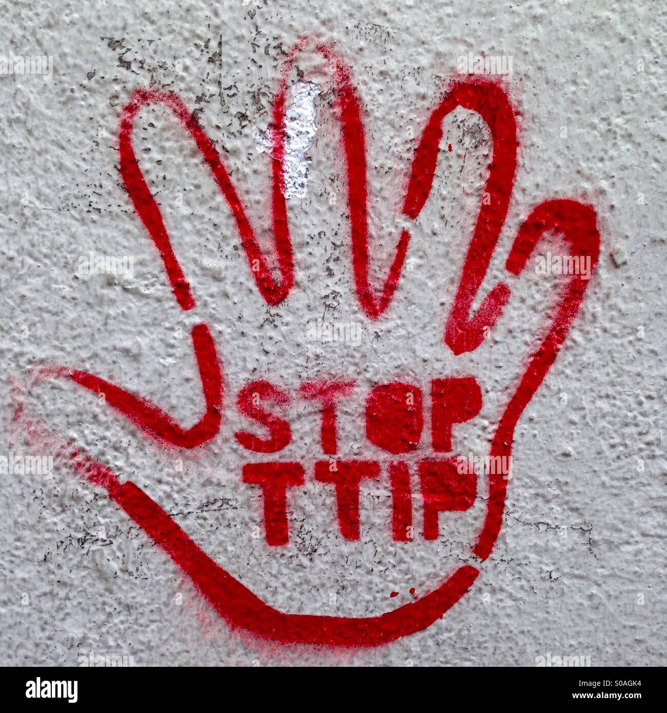 Stop TTIP graffiti in Lisbon Stock Photo