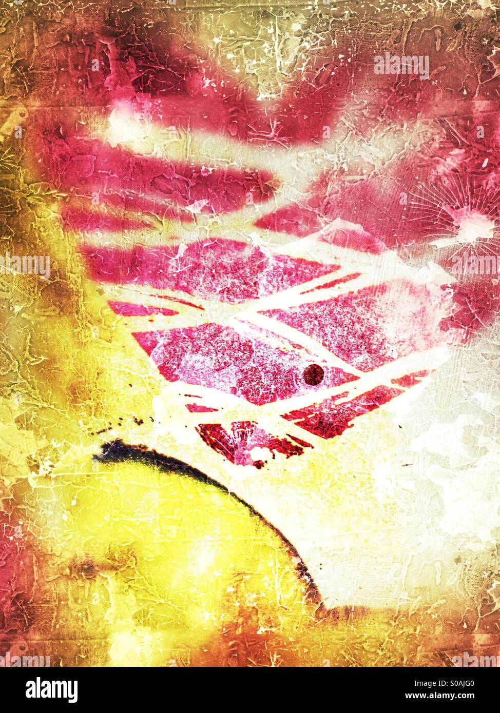 Textured grungy semi-abstract Valentine's Day hearts Stock Photo