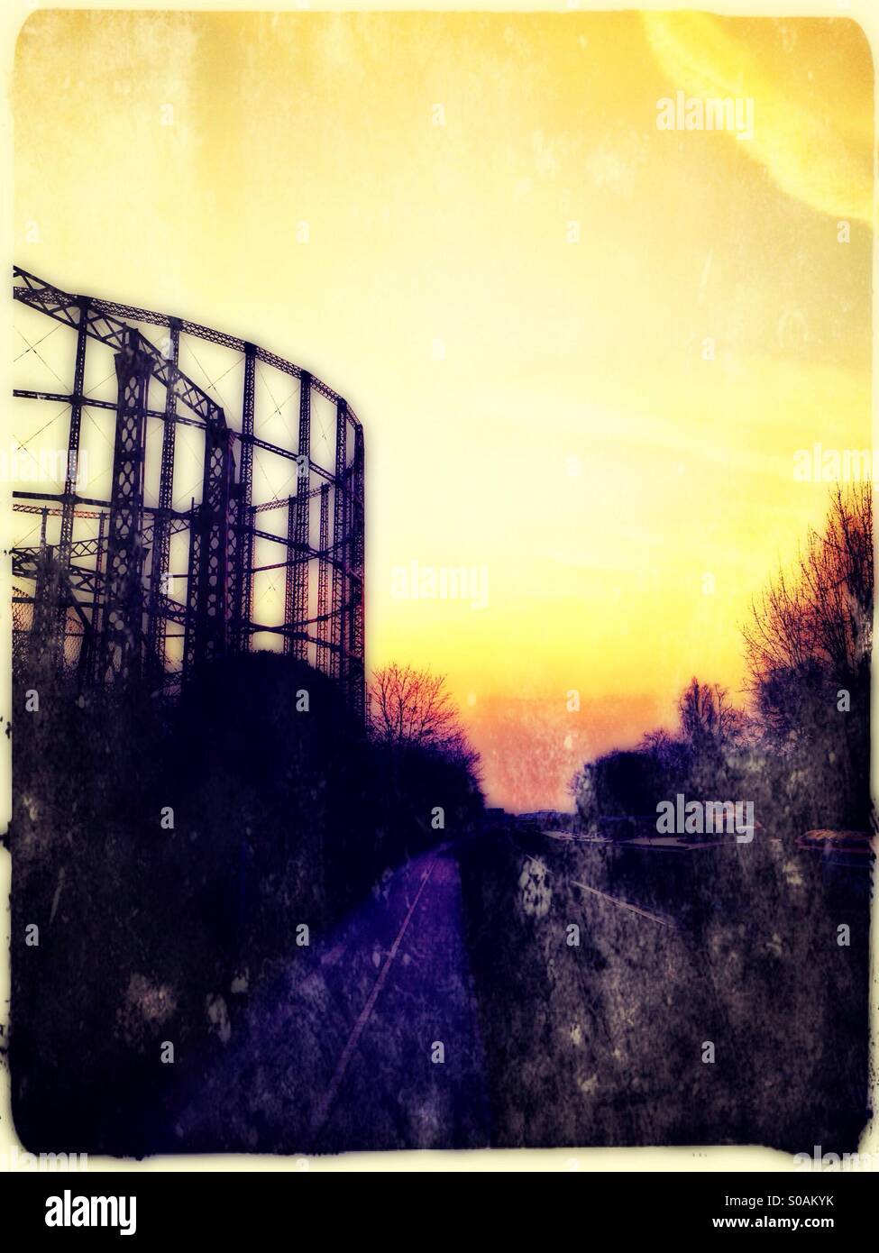 Gas holders in West London, UK Stock Photo Alamy