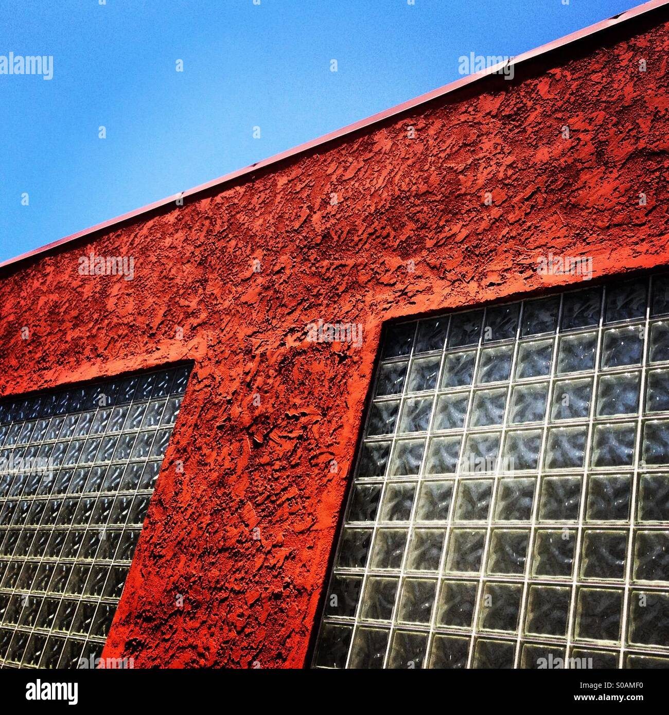 Building with glass brick windows - Smartphone Captured Stock Image