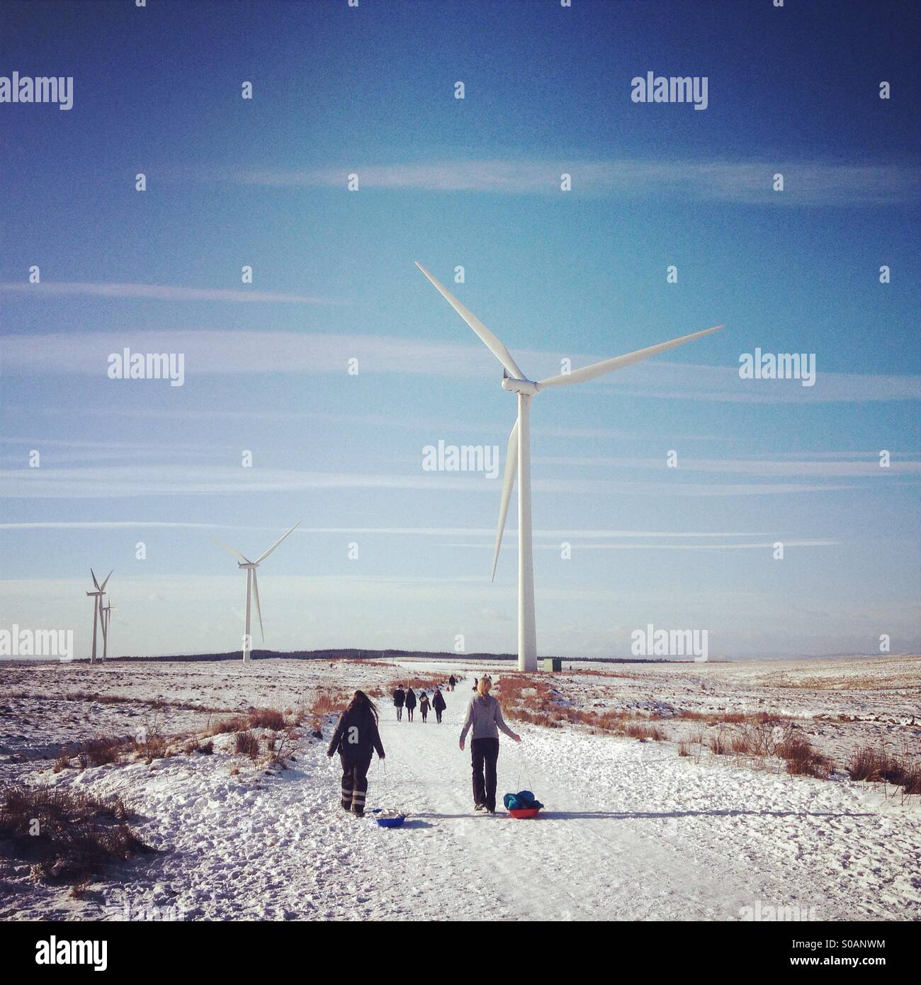 Whitelee wind farm, winter landscape, Scotland. Stock Photo