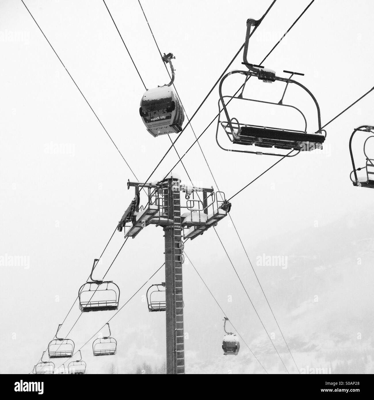 Ski lifts in Tignes, France - Smartphone Captured Stock Image