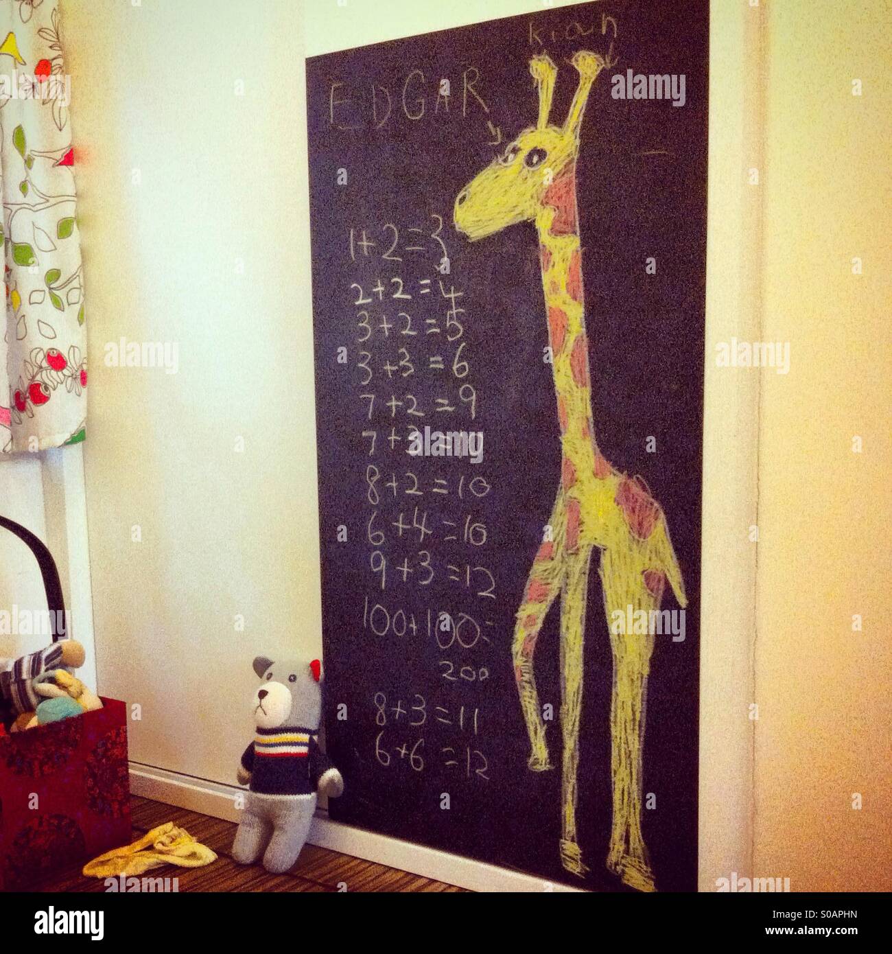 Girafe & mathematics on a blackboard in a kid's bedroom Stock Photo - Alamy