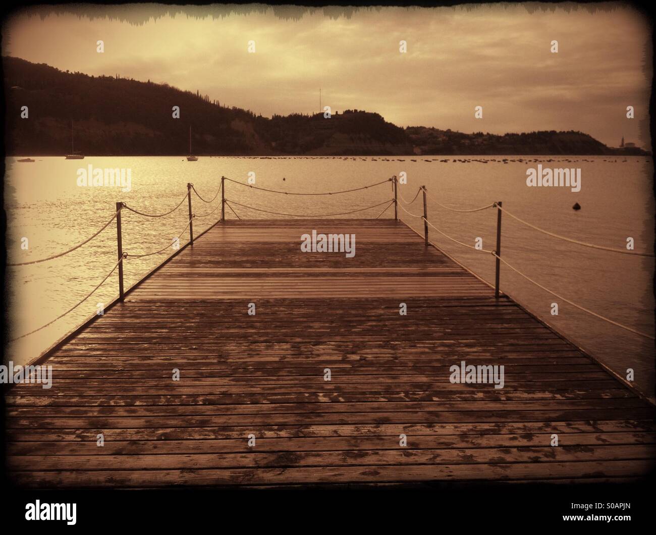 Old wooden empty pier hi-res stock photography and images - Alamy